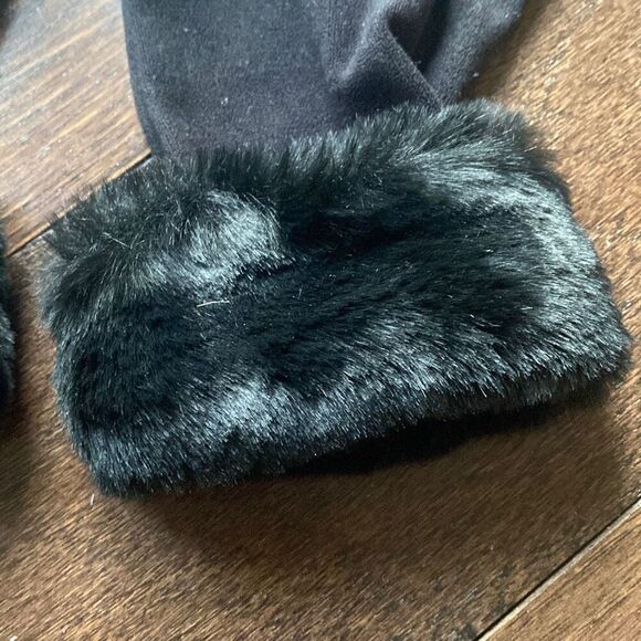 Vintage St Michael Marks and Spencer black womens faux fur gloves one size - Picture 2 of 4